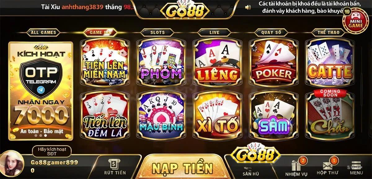 Những trò chơi cá cược hấp dẫn nhất tại cổng game Go88