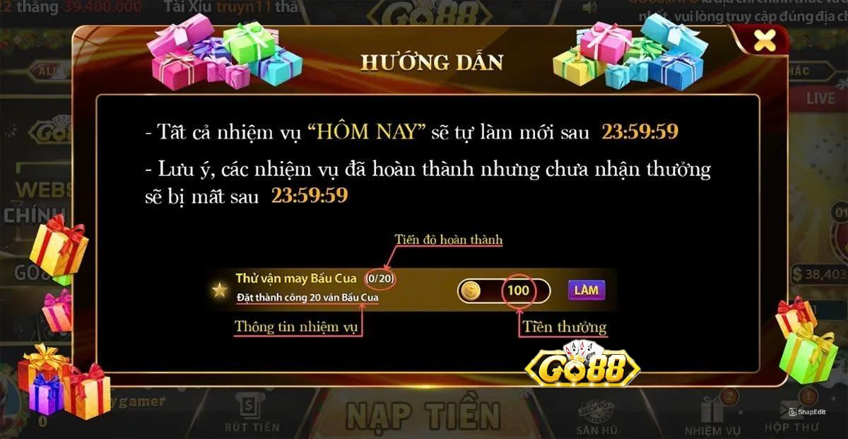 Tuyệt đối không nên bỏ lỡ bất kỳ ưu đãi thú vị nào có tại nhà game Go88